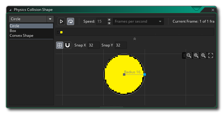 Image: https://tech-blog-assets.yoyogames.com/Physics_Part_1/Physics_FixtureEditor_Circle.png Set Fixture Editor To Circle Shape